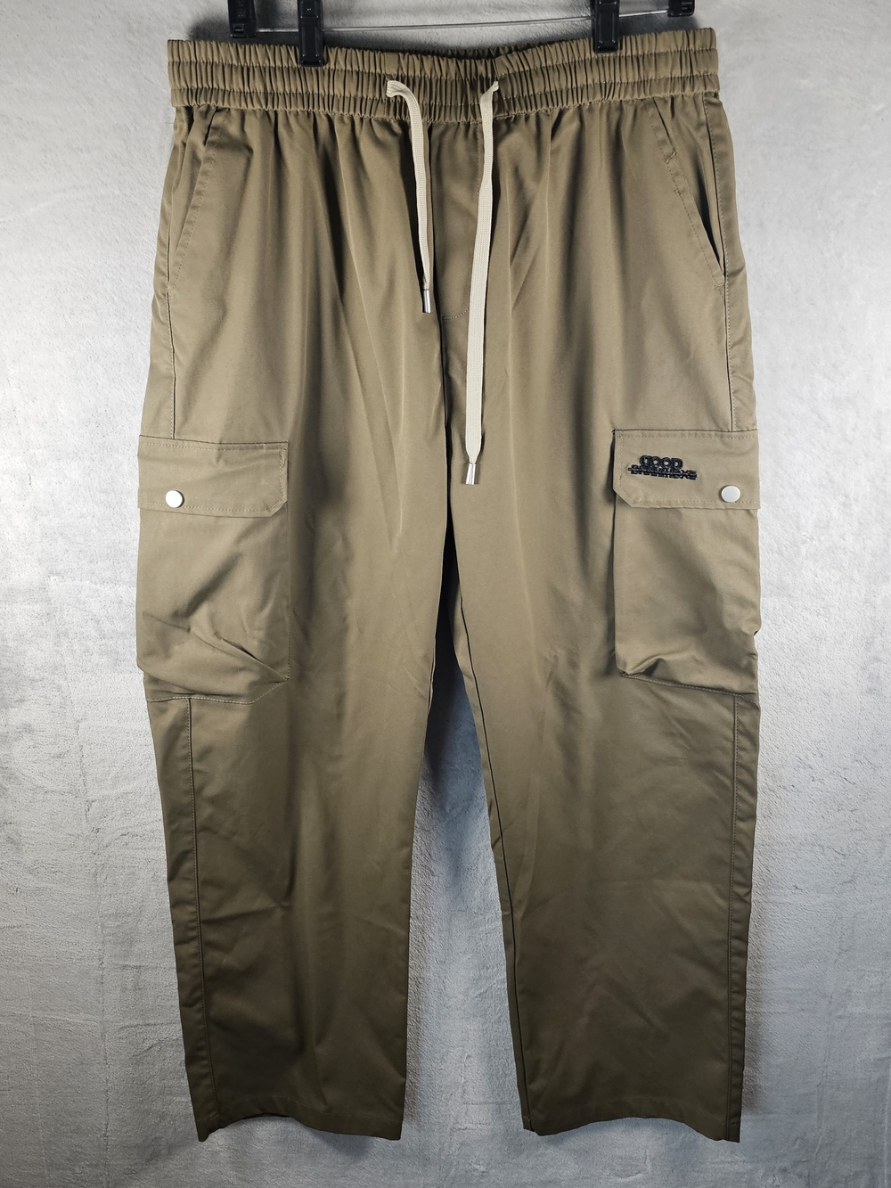 Unbranded Sz. 34" Men's Stretch Khaki Cargo Pants Embroidered Comfort Outdoor